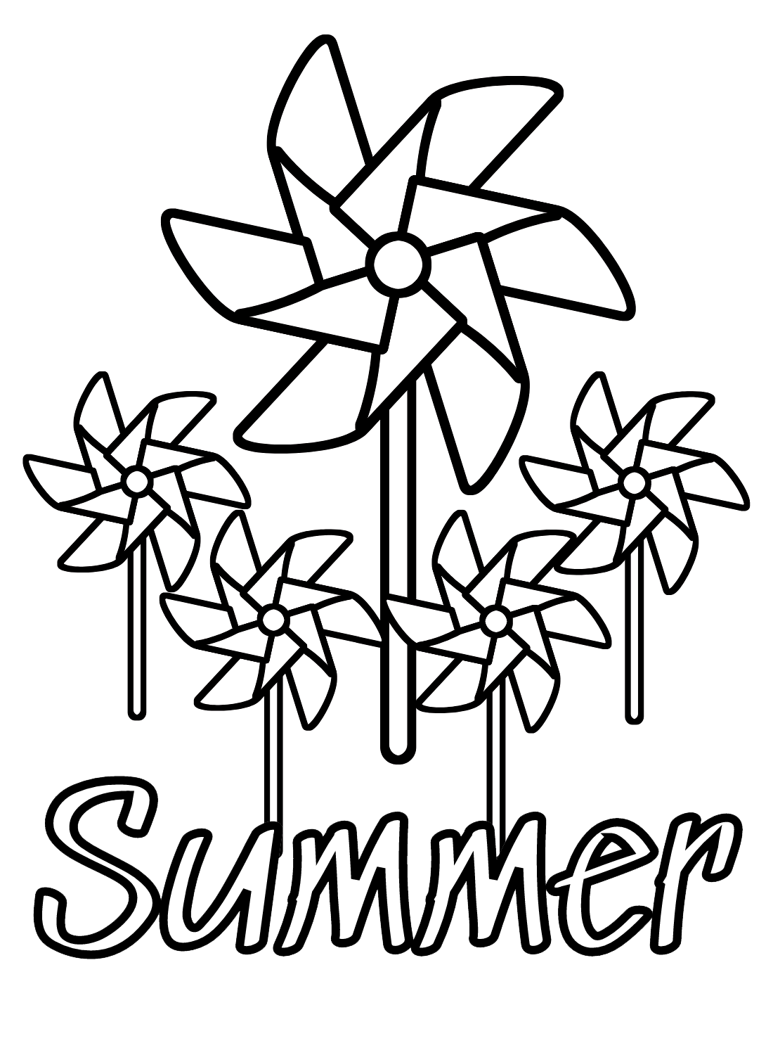 Pinwheel Summer Coloring Page