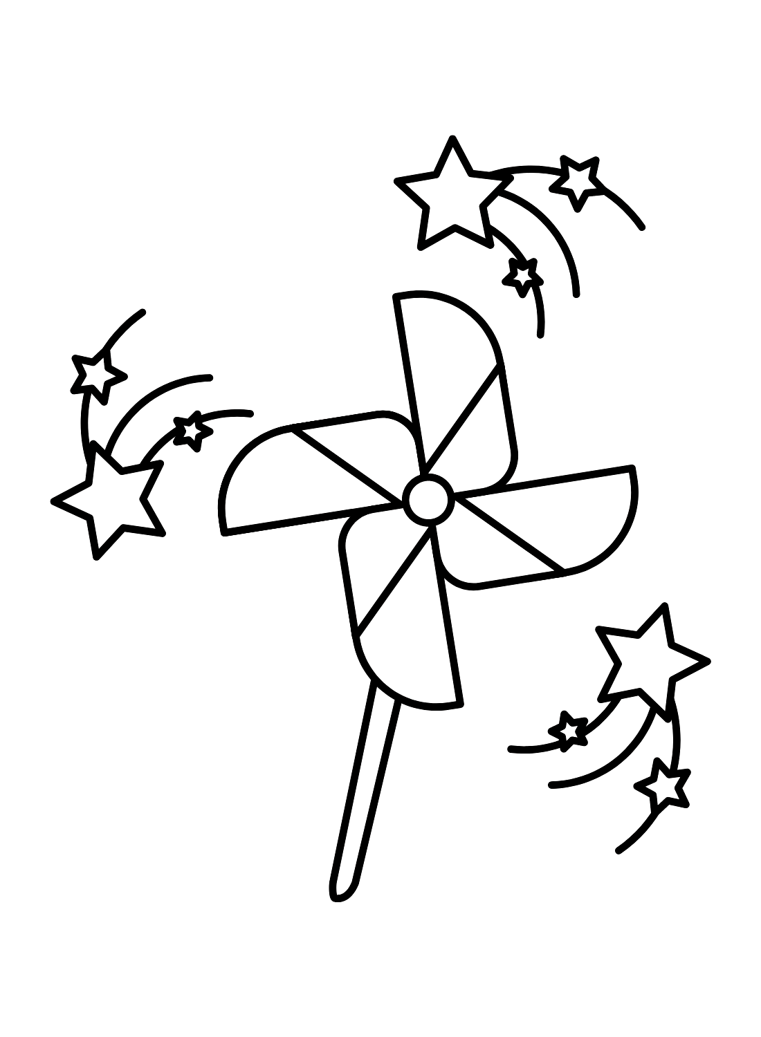 Pinwheel Toy with Stars Coloring Page
