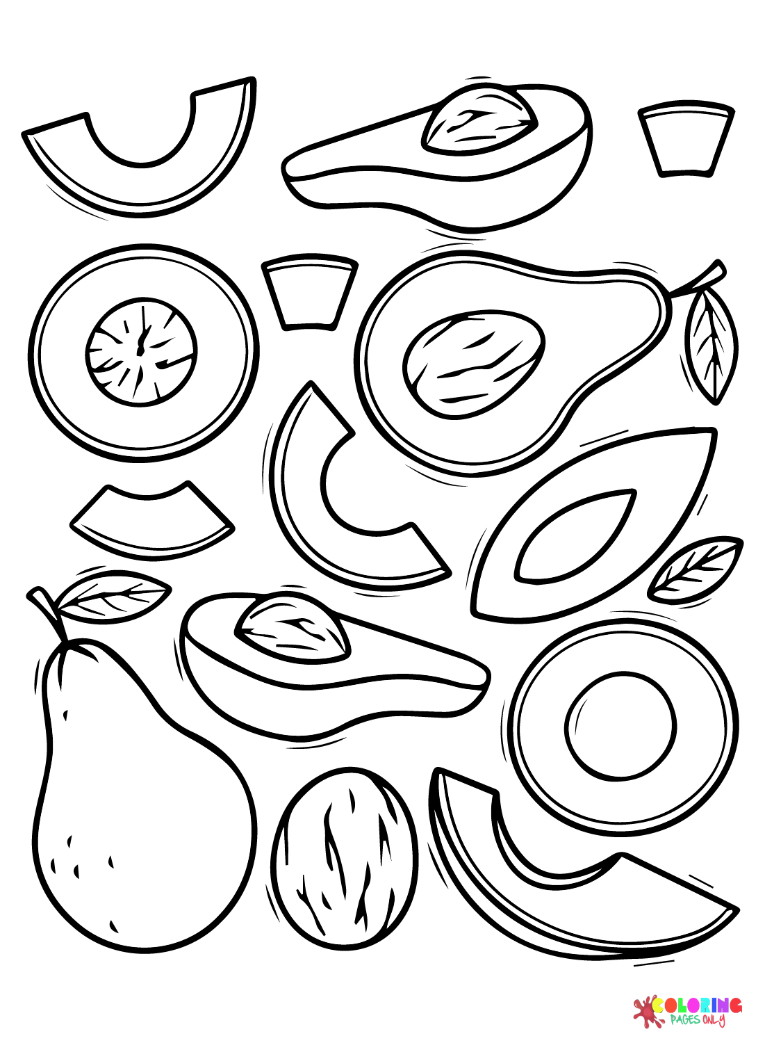 Print Avocado Coloring Page
