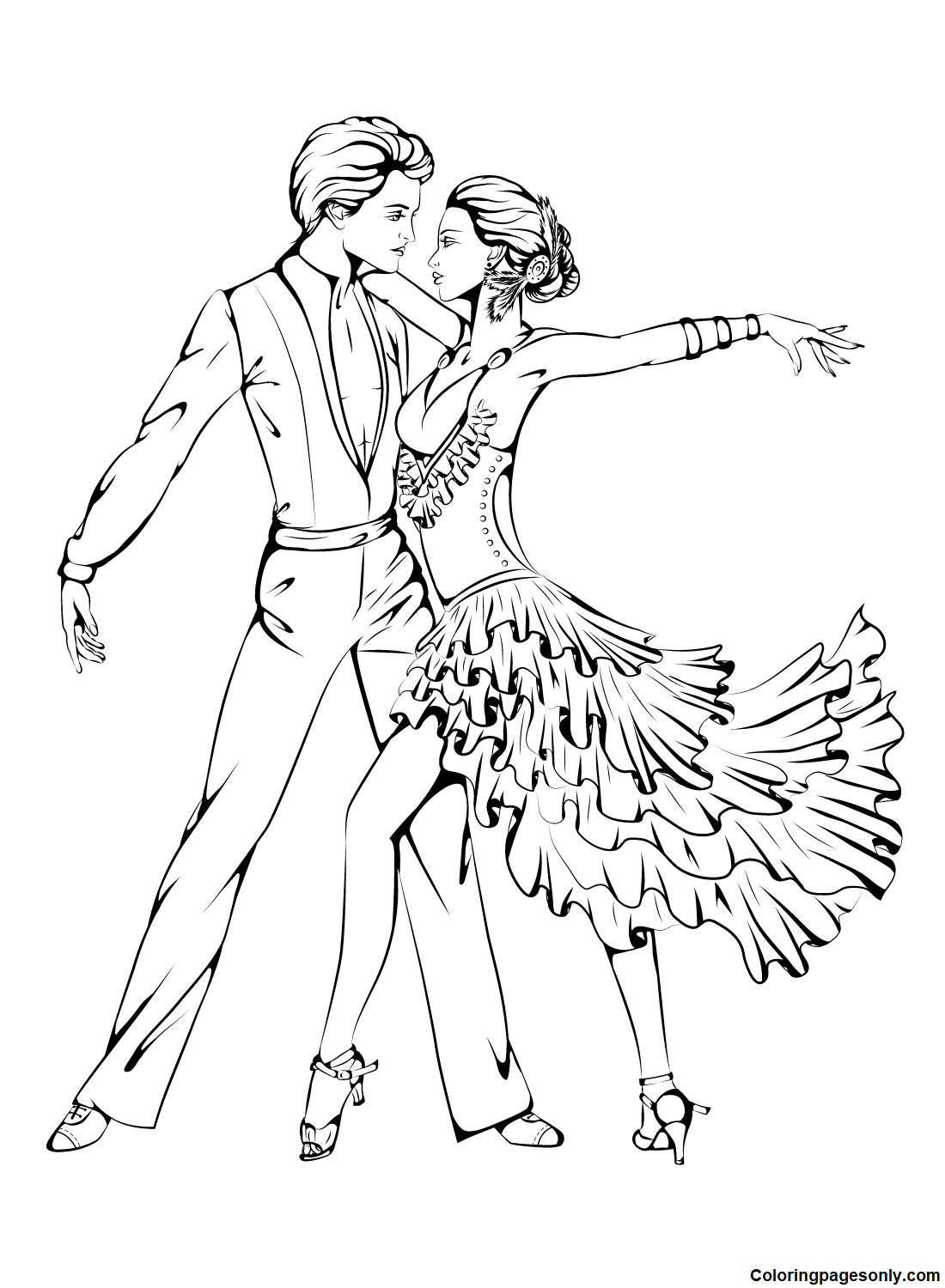 Printable Dancing Coloring Page