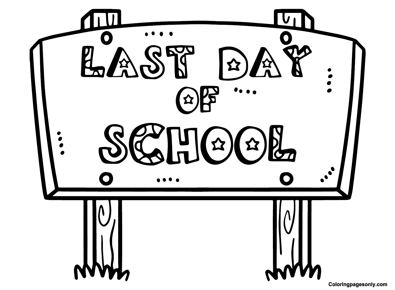 Last Day of School for Children Coloring Page Free Printable Coloring