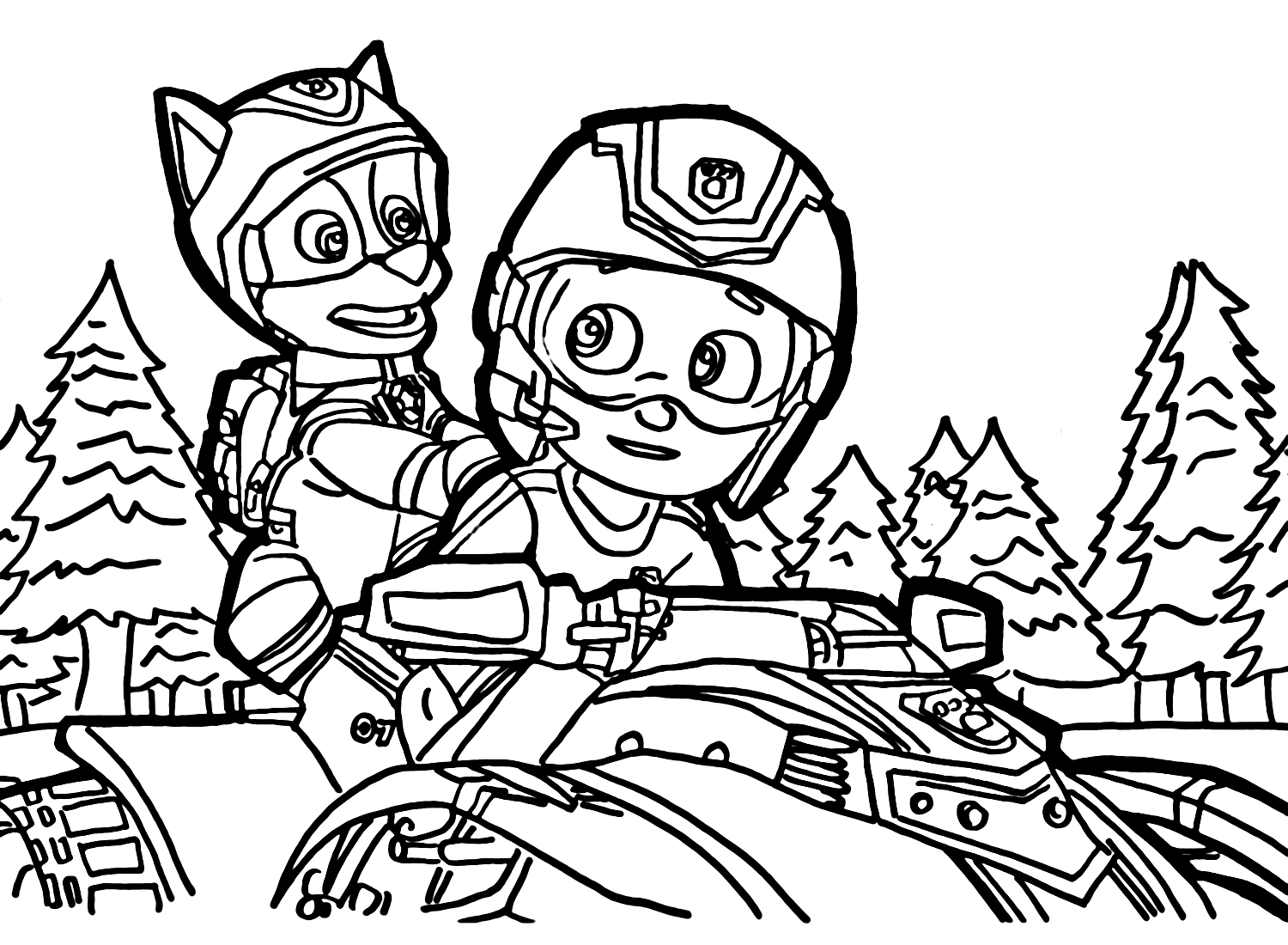 Ryder and Chase Coloring Page