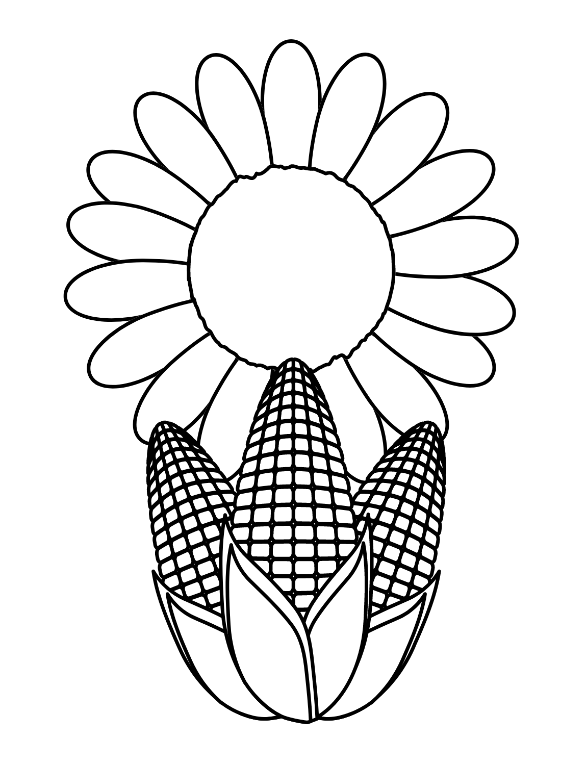 Sunflower with Corns Coloring Pages