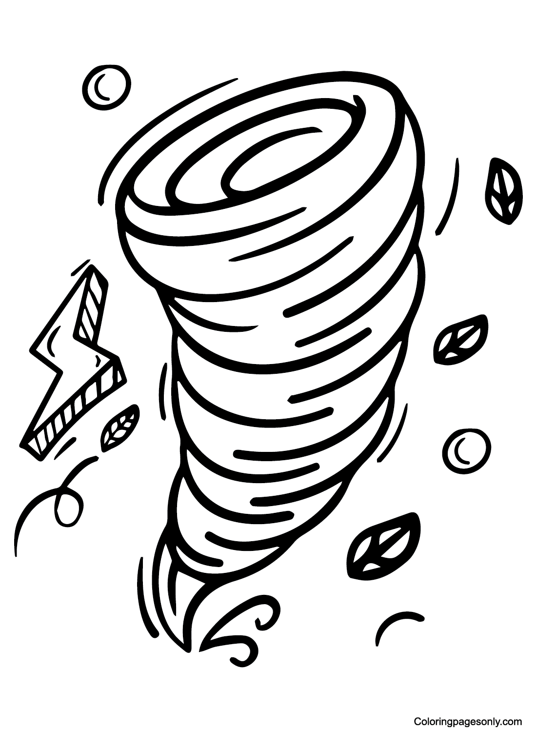 Tornado Drawing Easy Coloring Page
