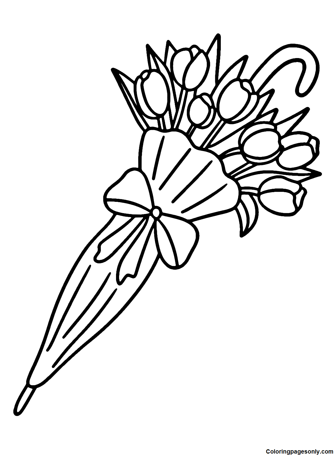 Tulip Flowers Umbrella Coloring Page - Free Printable Coloring Pages
