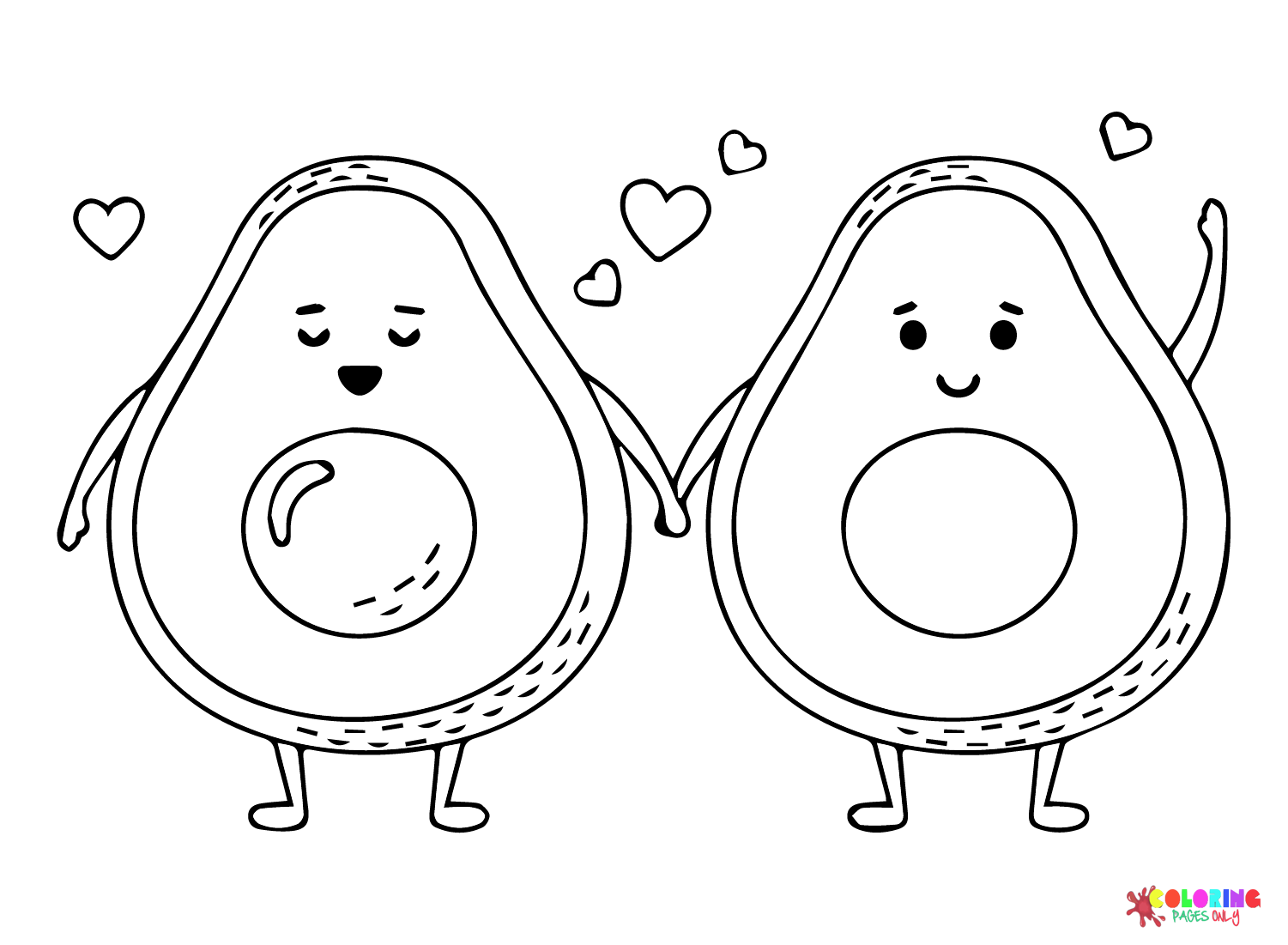 Two Avocado Coloring Page