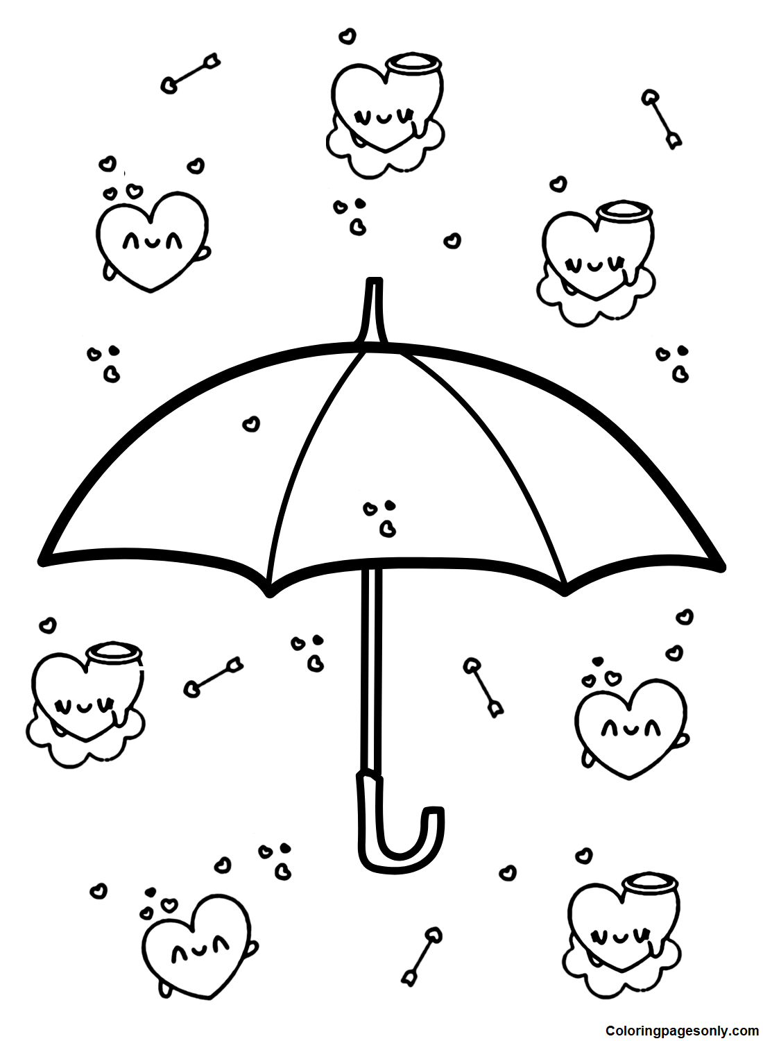 Umbrella for Children Coloring Page
