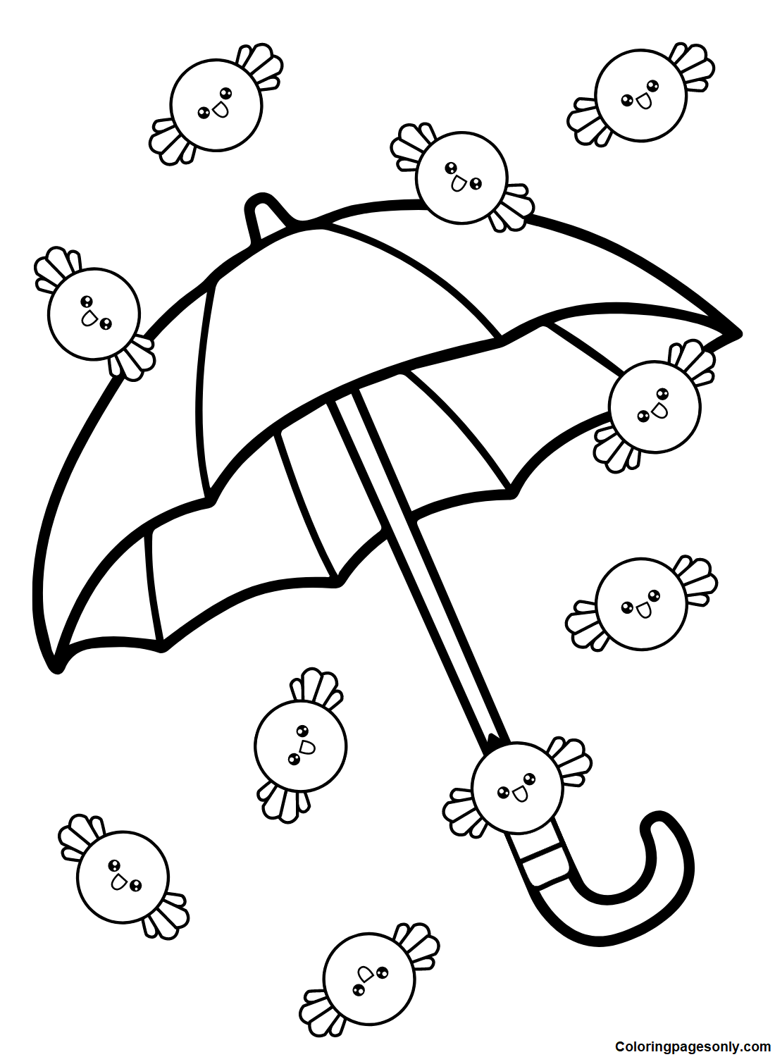 Umbrella for Kids Coloring Page