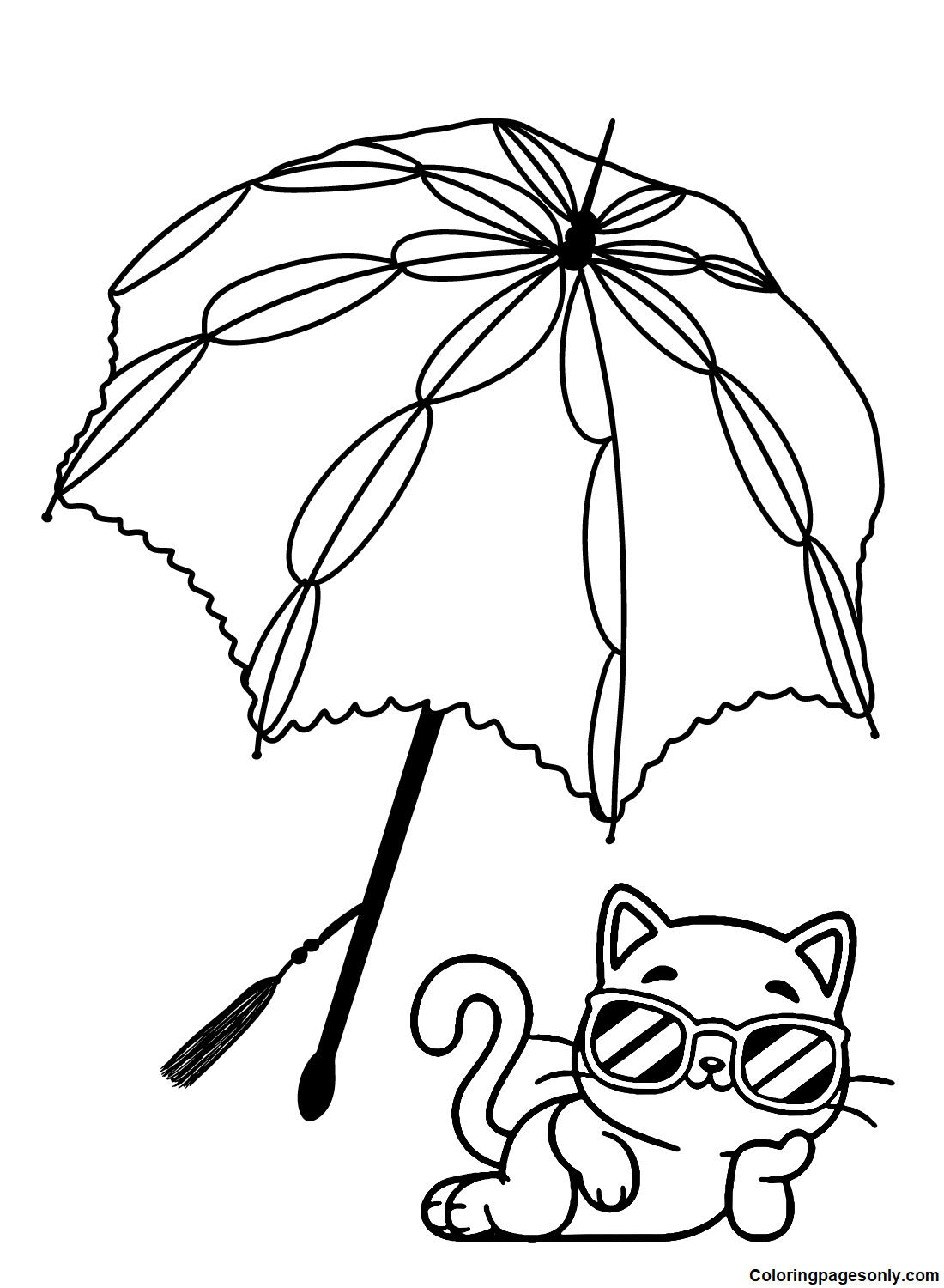 مظلة مع قطة من المظلة