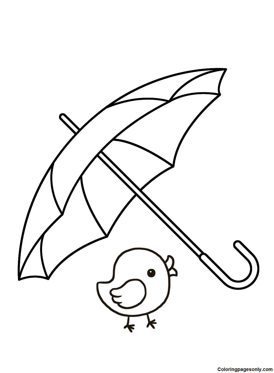 Umbrella with Chick Coloring Page