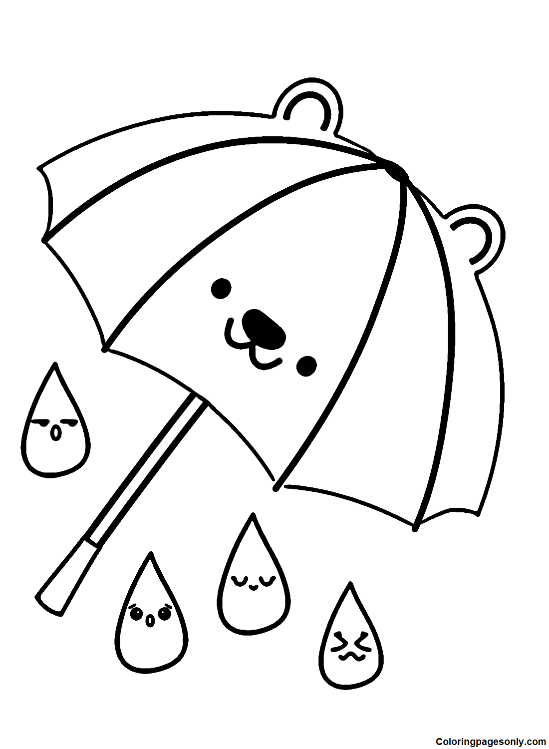 Umbrella with Ears Coloring Page