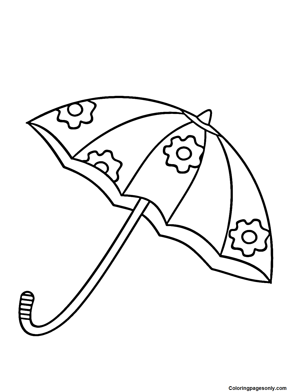 Umbrella with Flower Coloring Page