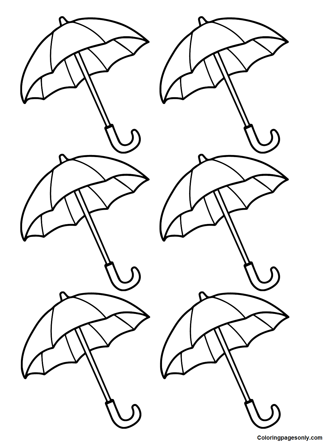 Umbrellas Free Coloring Page