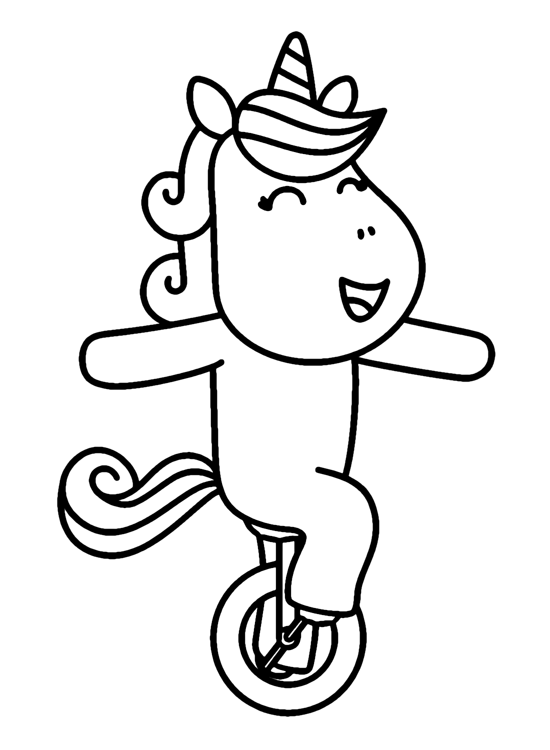 Unicorn with Unicycle Coloring Page