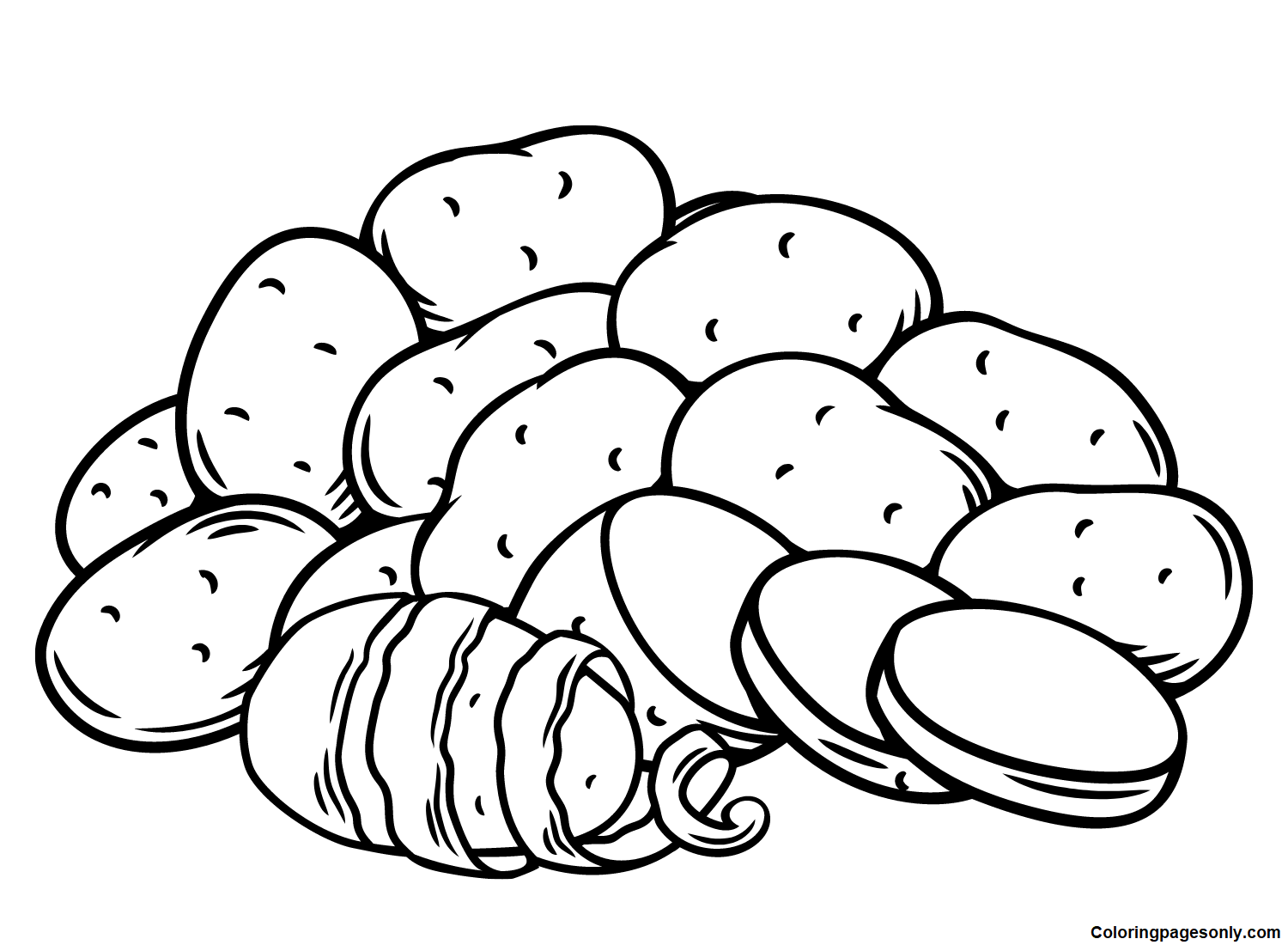 Vegetable Potatoes Coloring Page