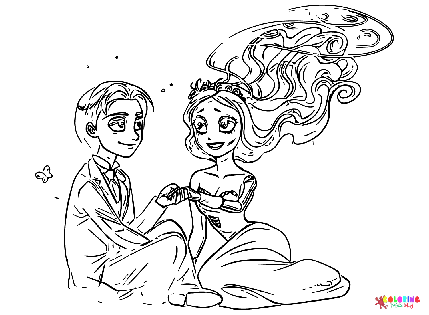 Victor and Emily Corpse Bride Coloring Page