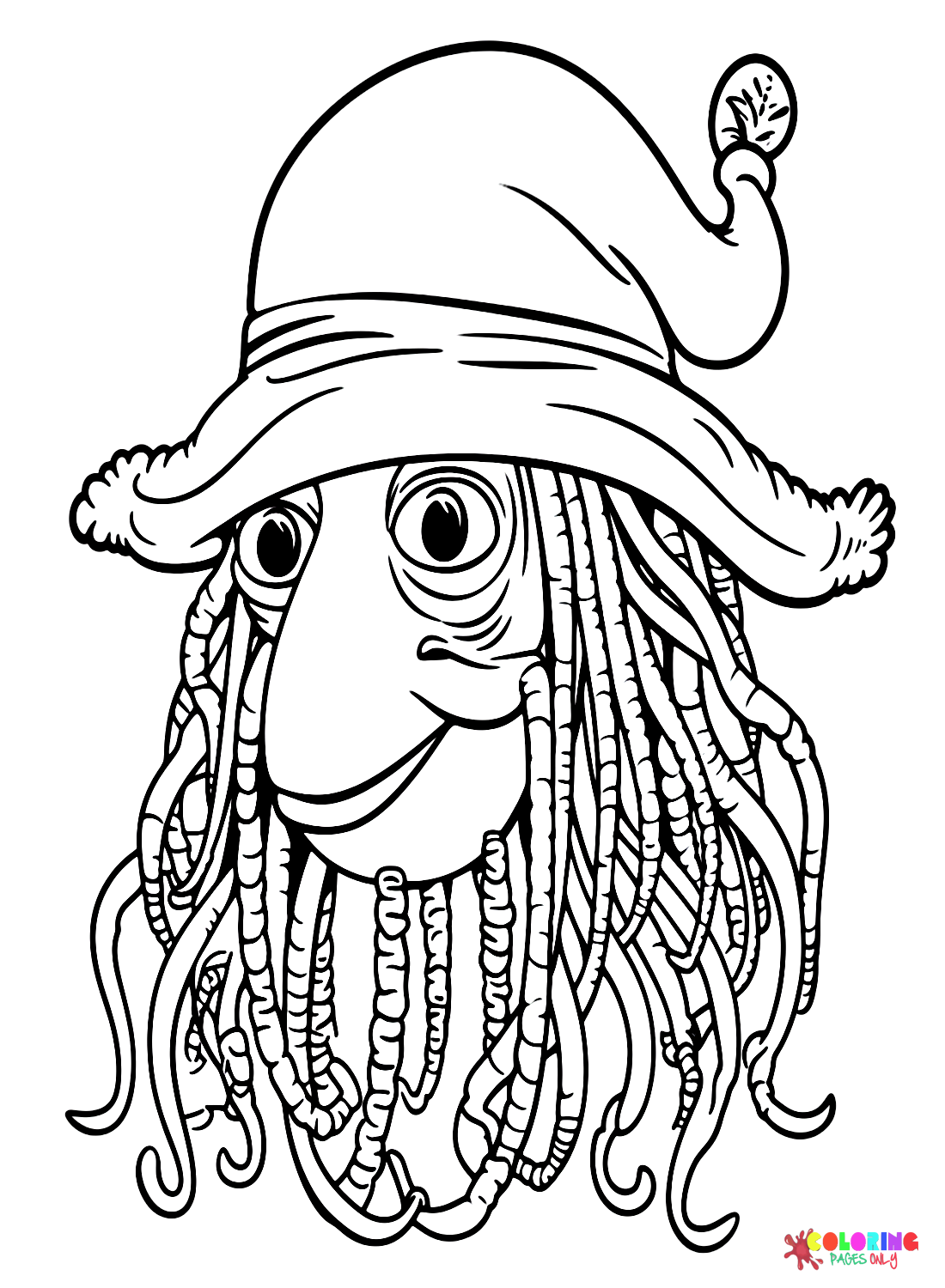 Worm With Dreadlocks and a Hat Coloring Page