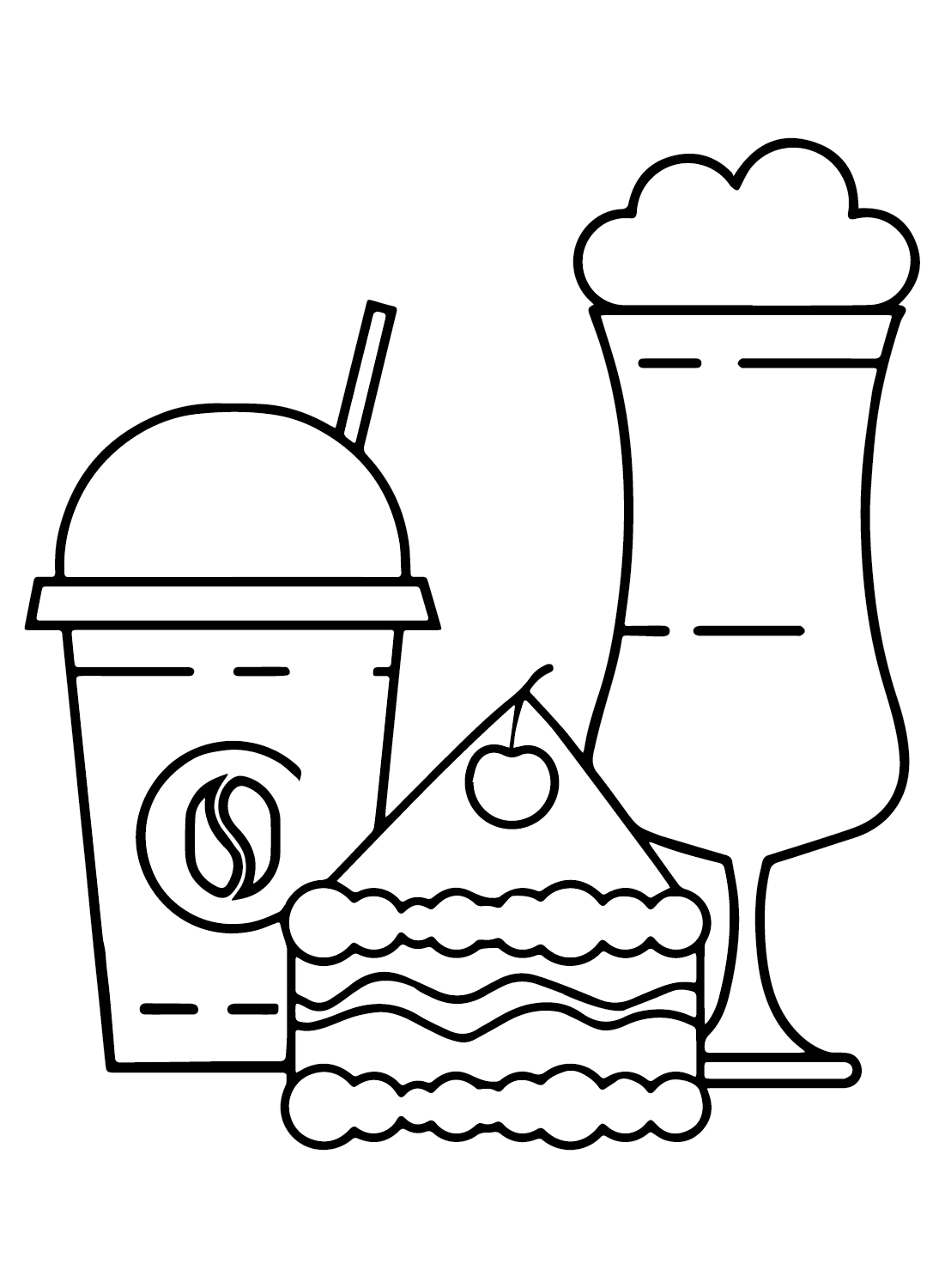 coffee and cake Coloring Pages
