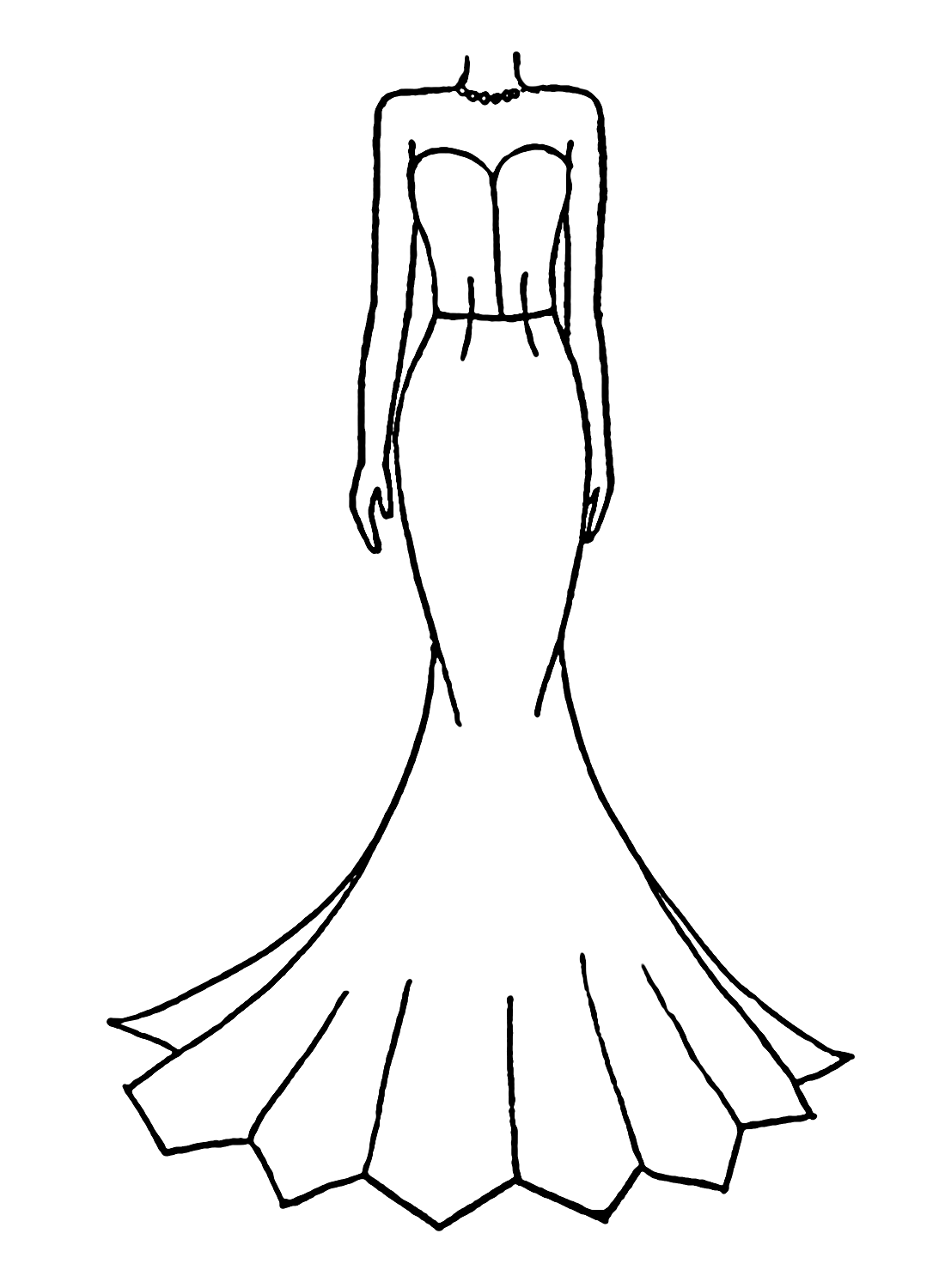 صفحة تلوين فستان الزفاف