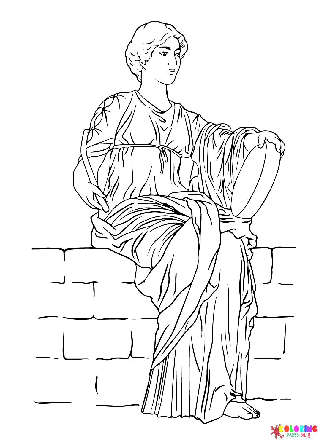 Ancient Greek Young Woman Coloring Page