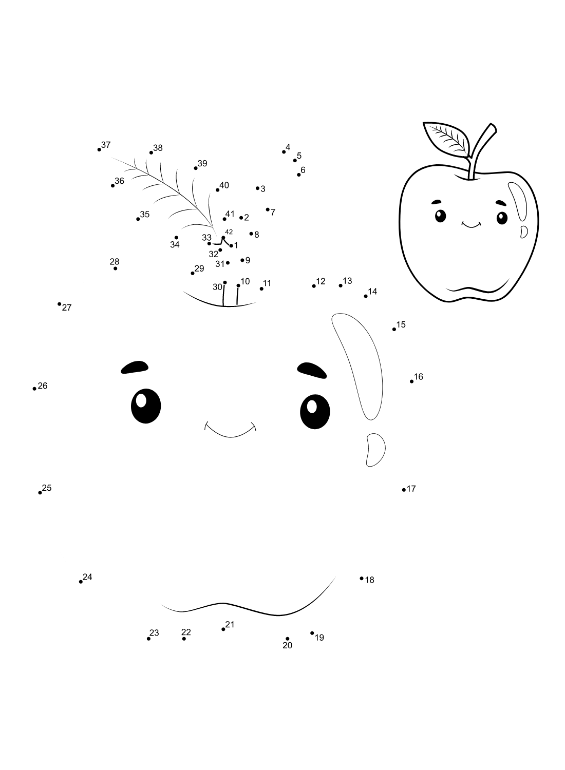 Apple Dot to Dot Coloring Page