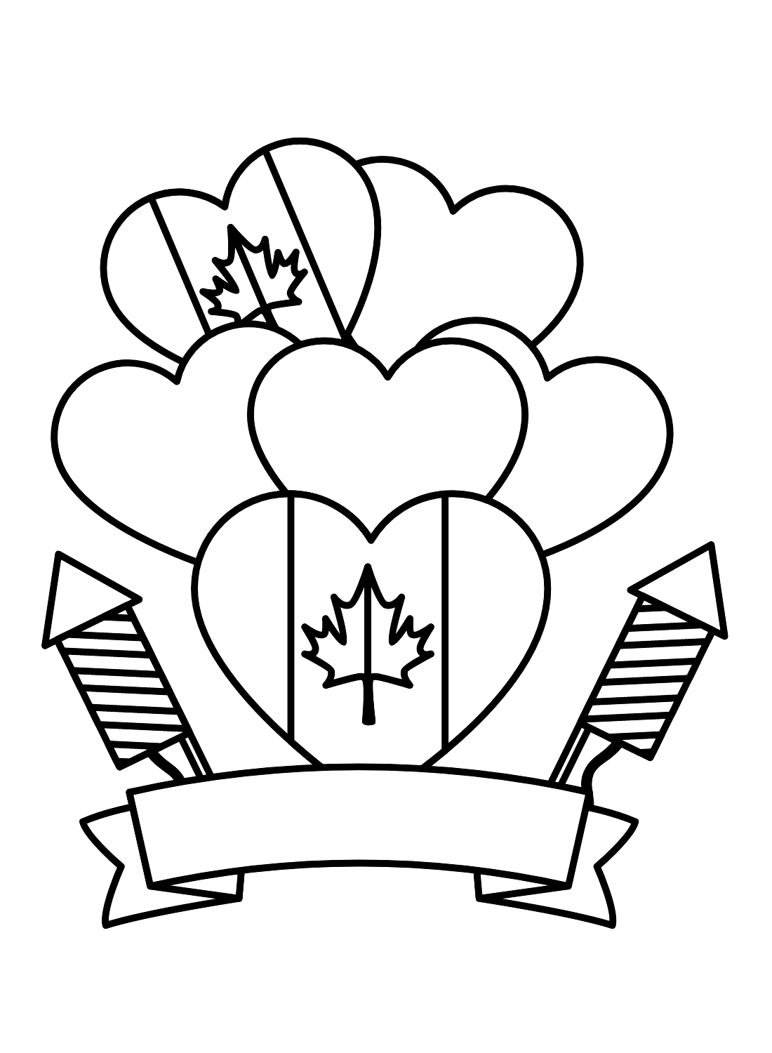 بالونات تحمل العلم الكندي مع صواريخ الألعاب النارية من كندا