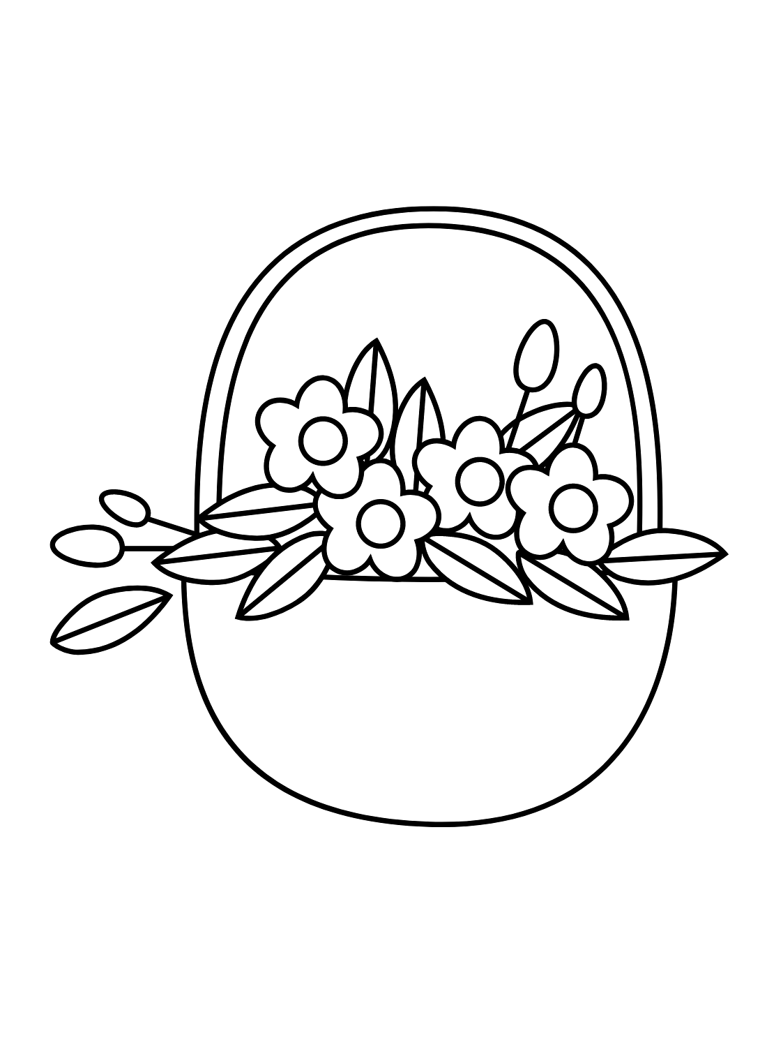 Beautiful Flowers Basket Coloring Page