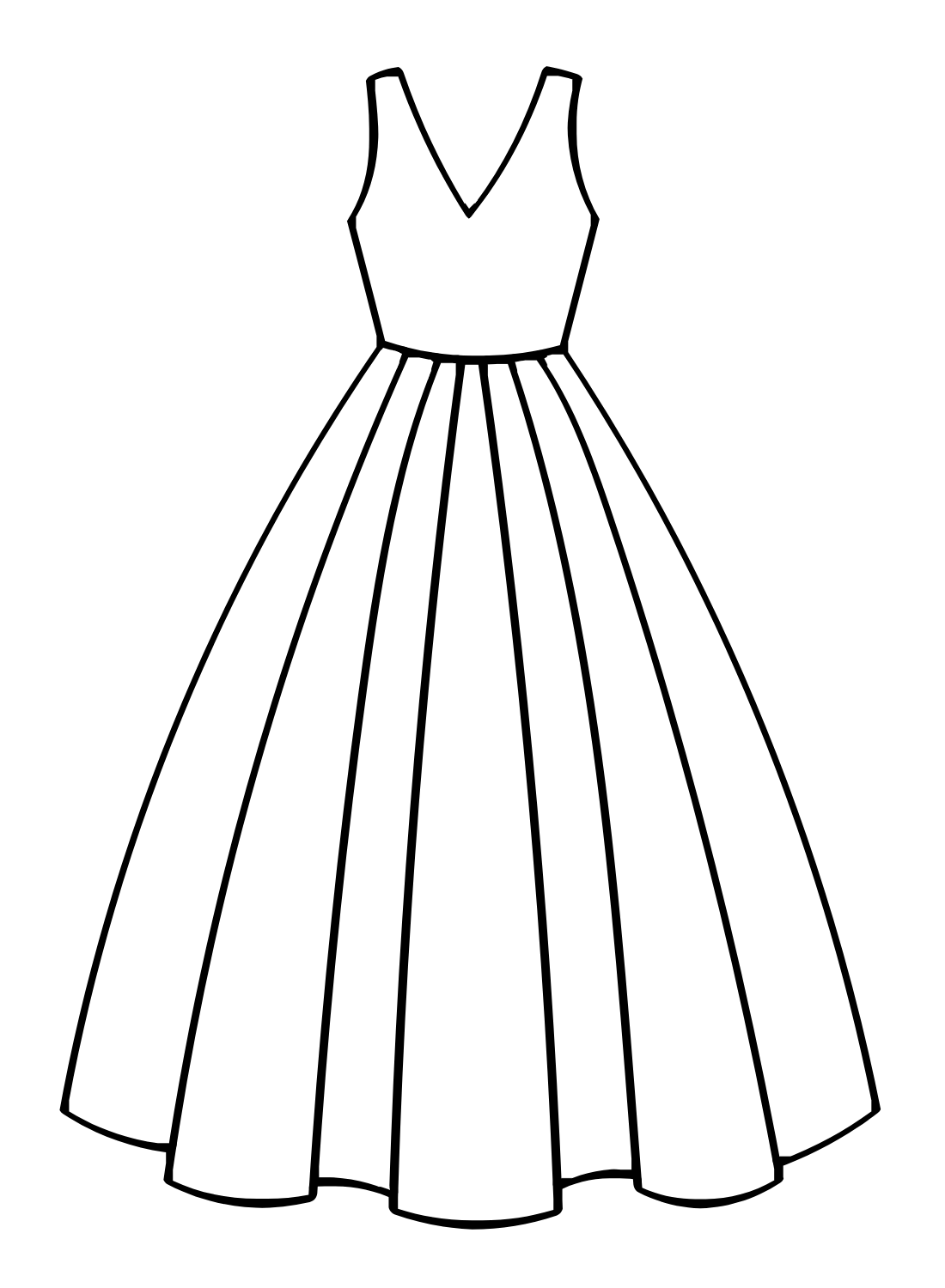 Раскраска Красивое свадебное платье для девочек