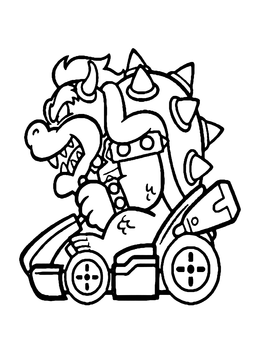 Bowser from Mario Kart Coloring Page