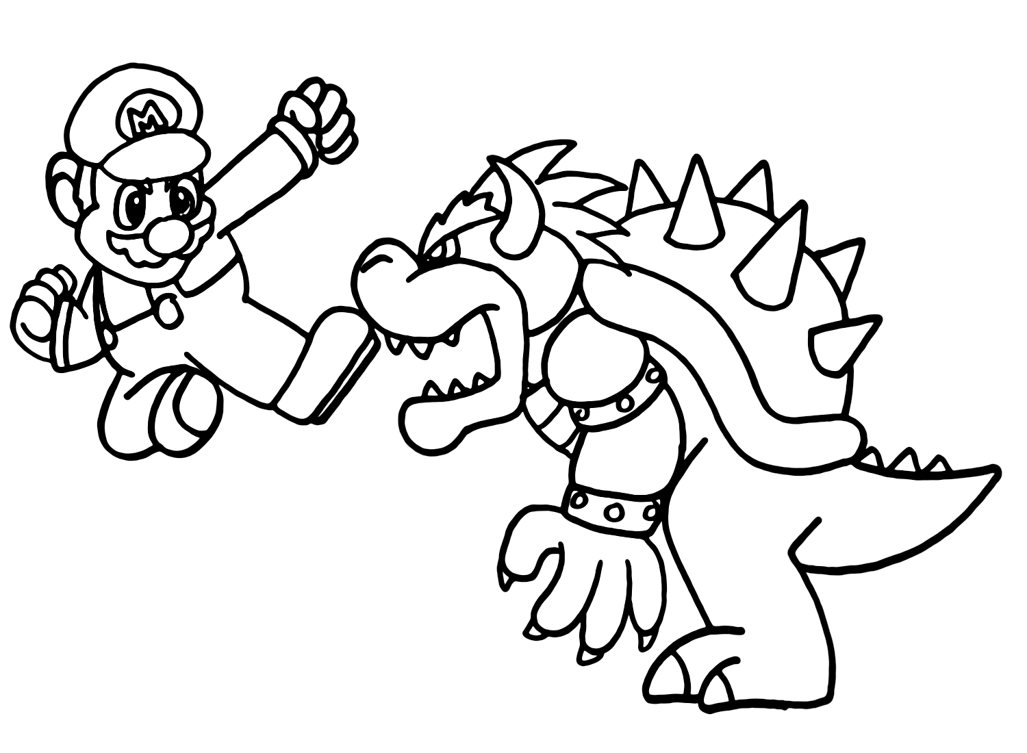 Bowser with Mario Coloring Pages