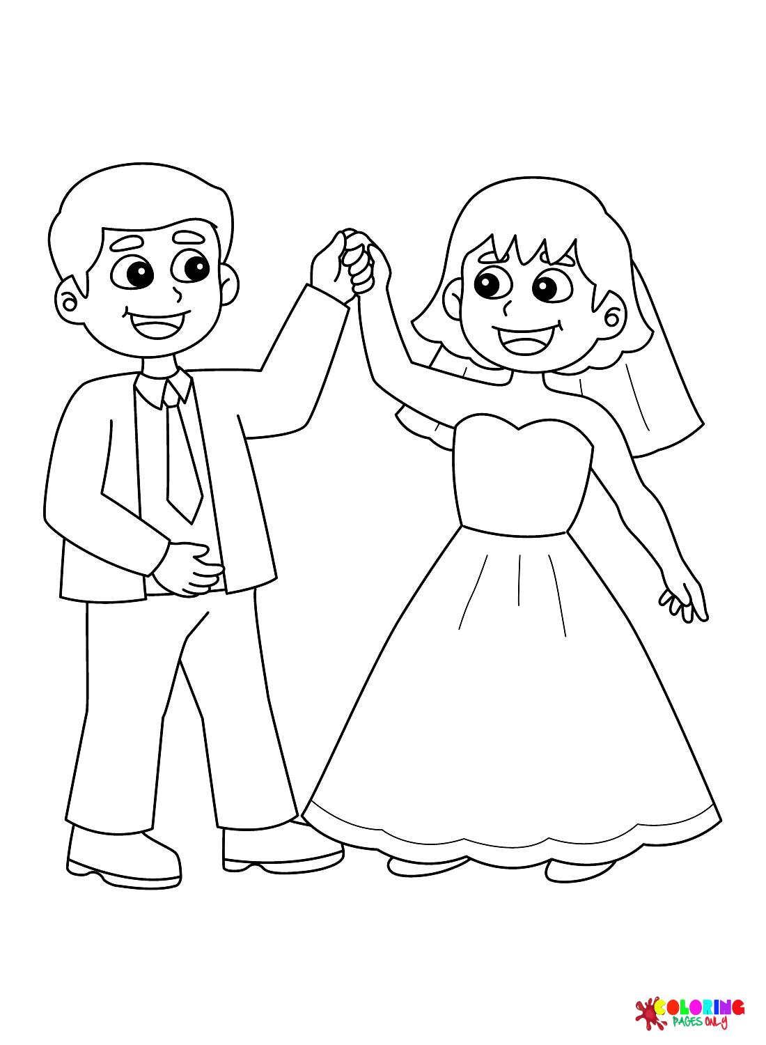 Bride and Groom Dancing Coloring Page
