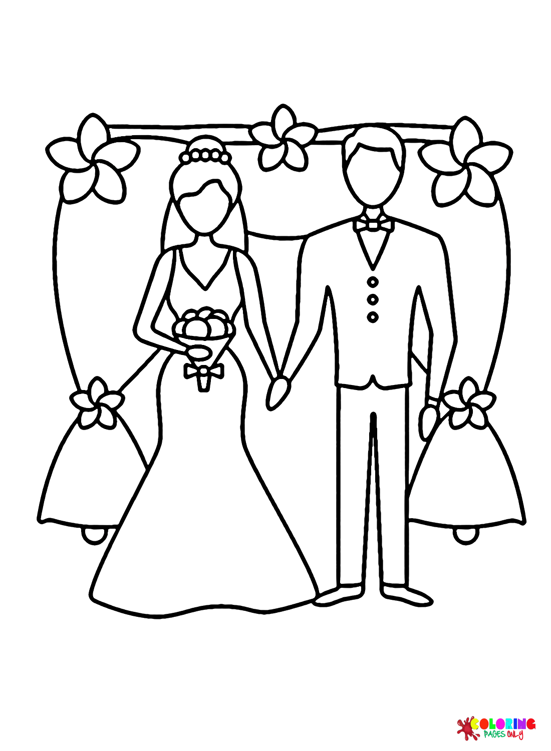 Bride and Groom Free Coloring Page
