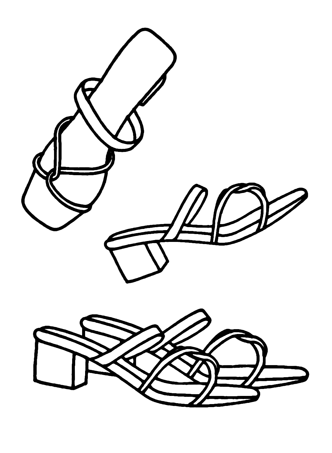 Brown Heeled Sandals Coloring Page