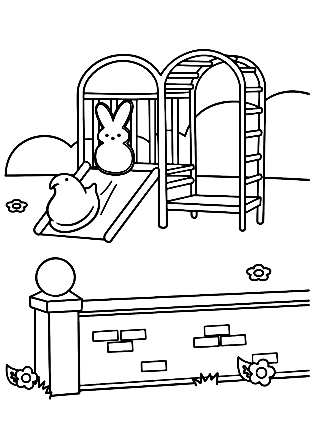 Bunny and Chick Peeps Coloring Pages