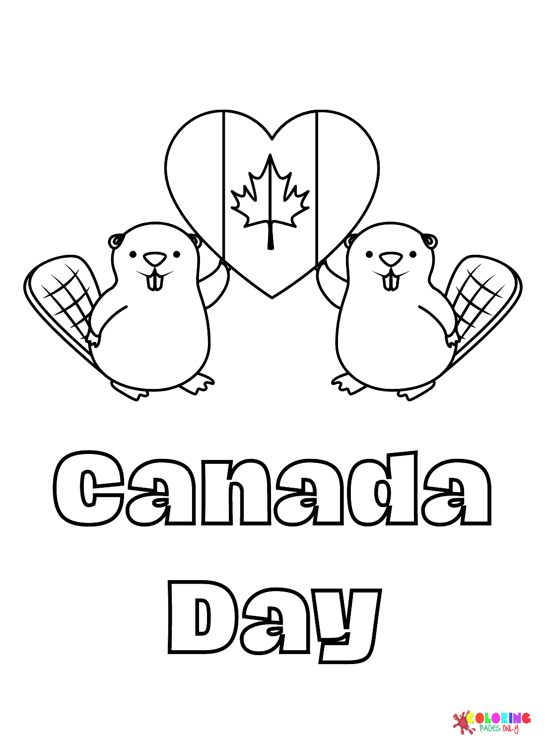 Canadian Flag with Heart Shaped and Beaver from Canada Day