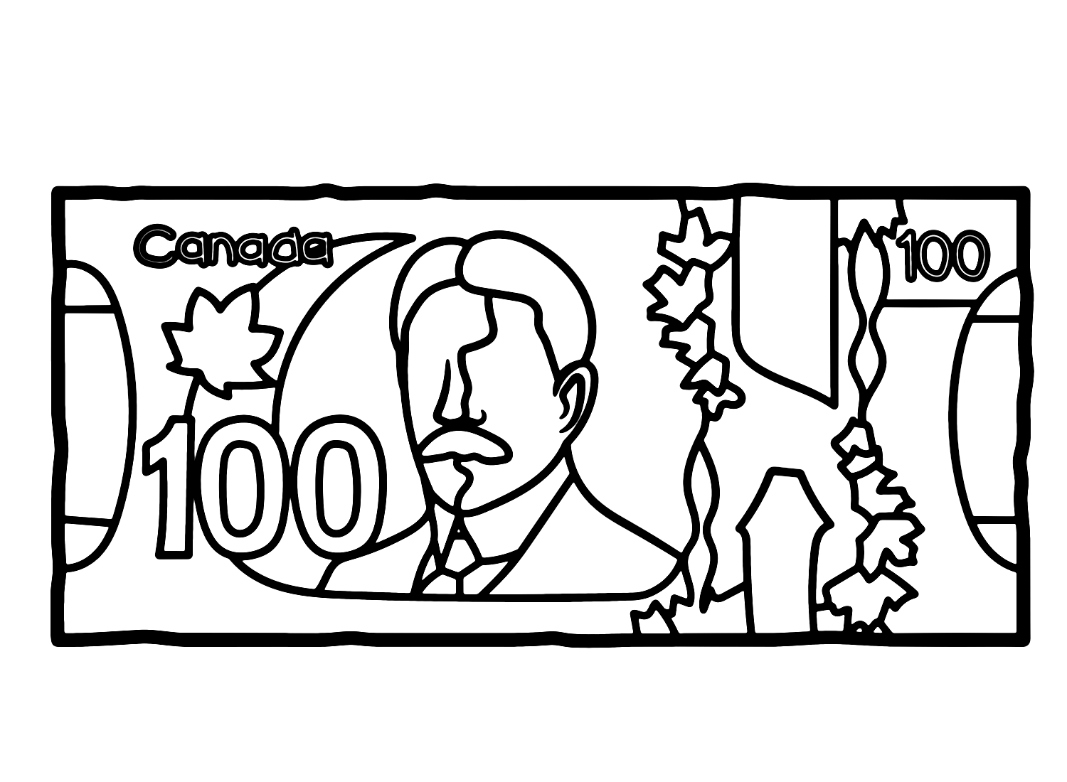 Раскраска Канадские деньги