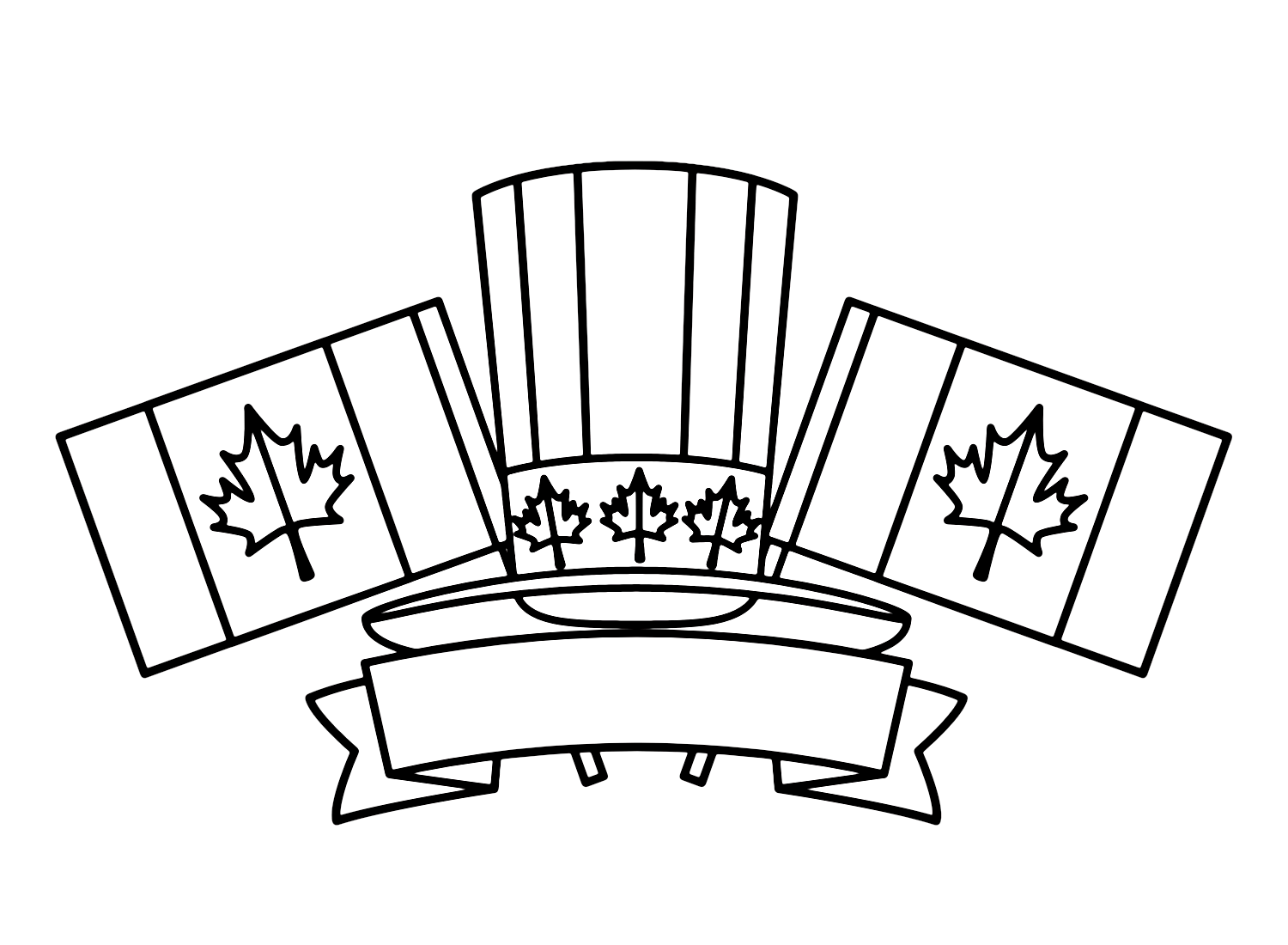 Canadian Top Hat with Flags Frame Coloring Page
