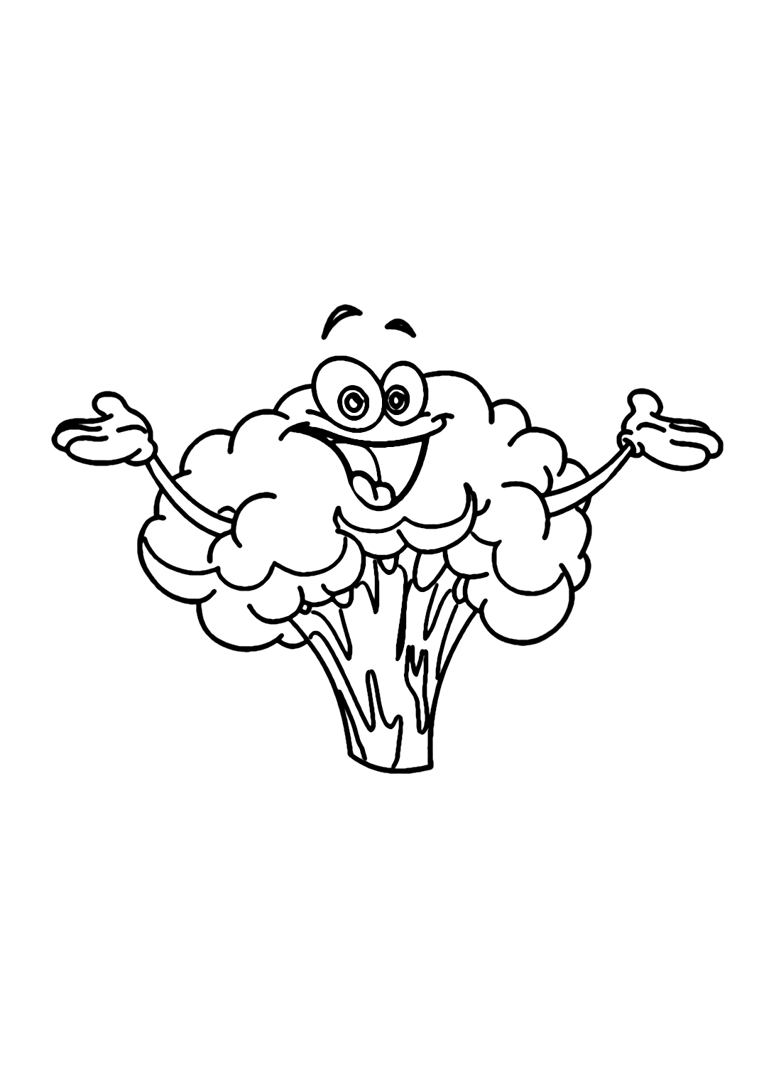 Cartoon Cauliflower Coloring Page
