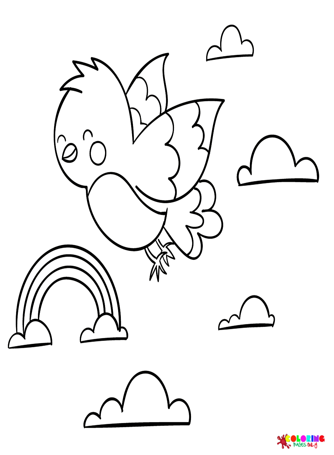 Cuckoo with Clouds Coloring Page