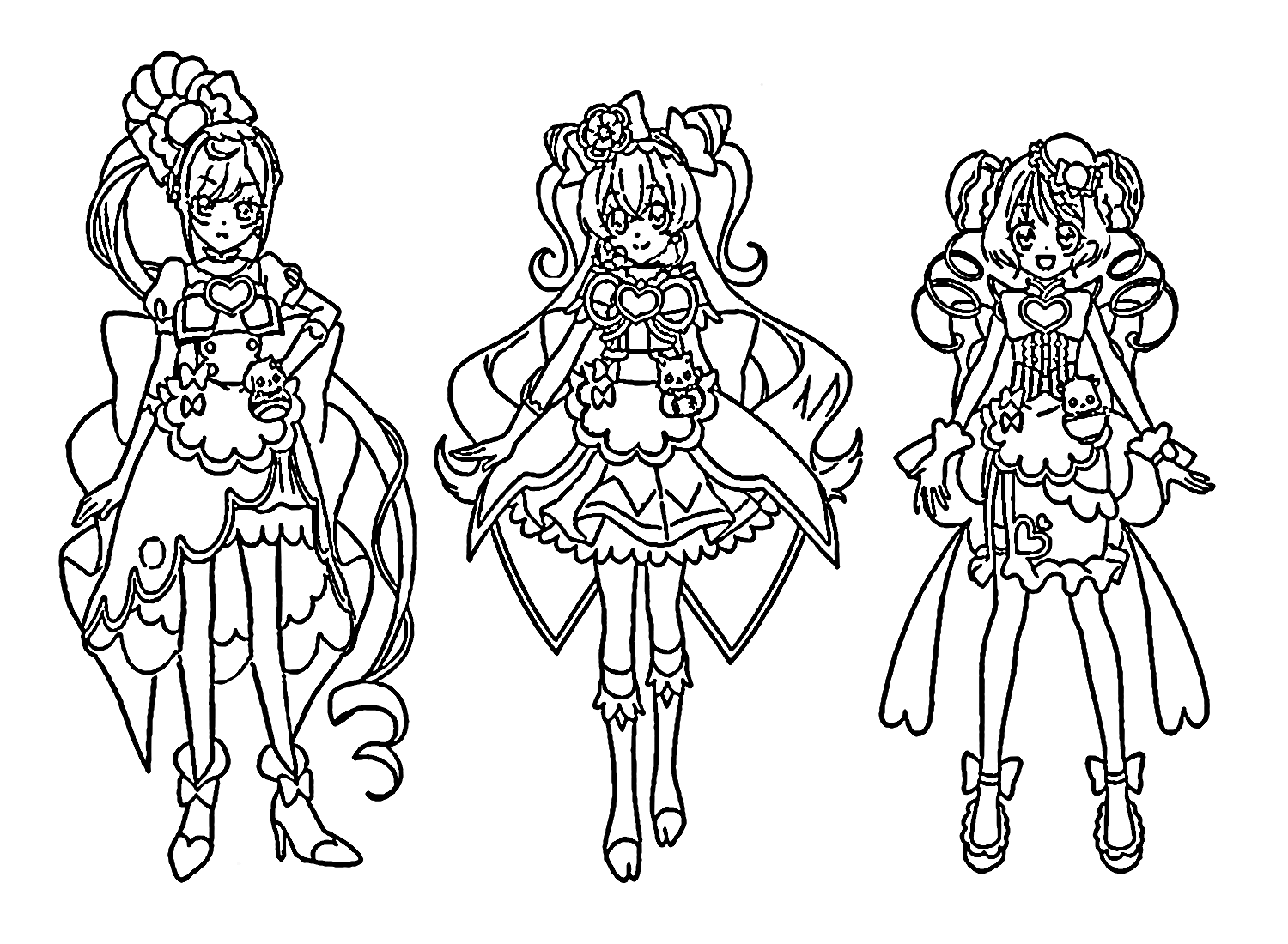 Cure Spicy, Cure Precious, Cure Yum Yum Coloring Page