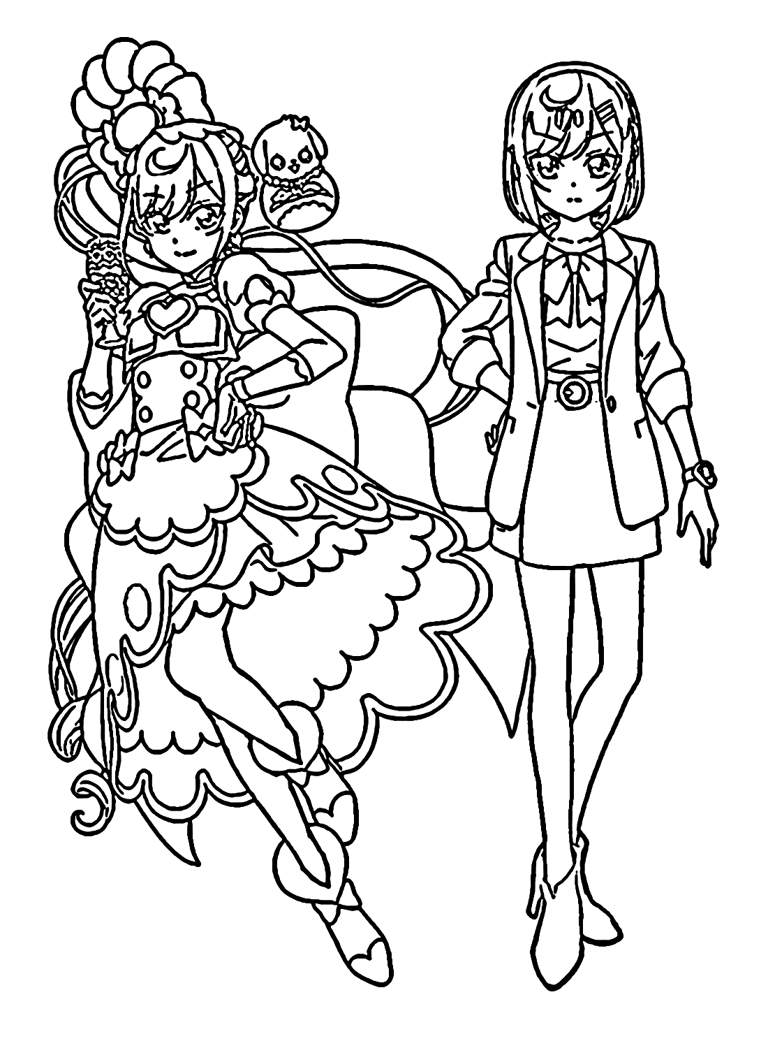 Cure Spicy with Fuwa Kokone Coloring Page