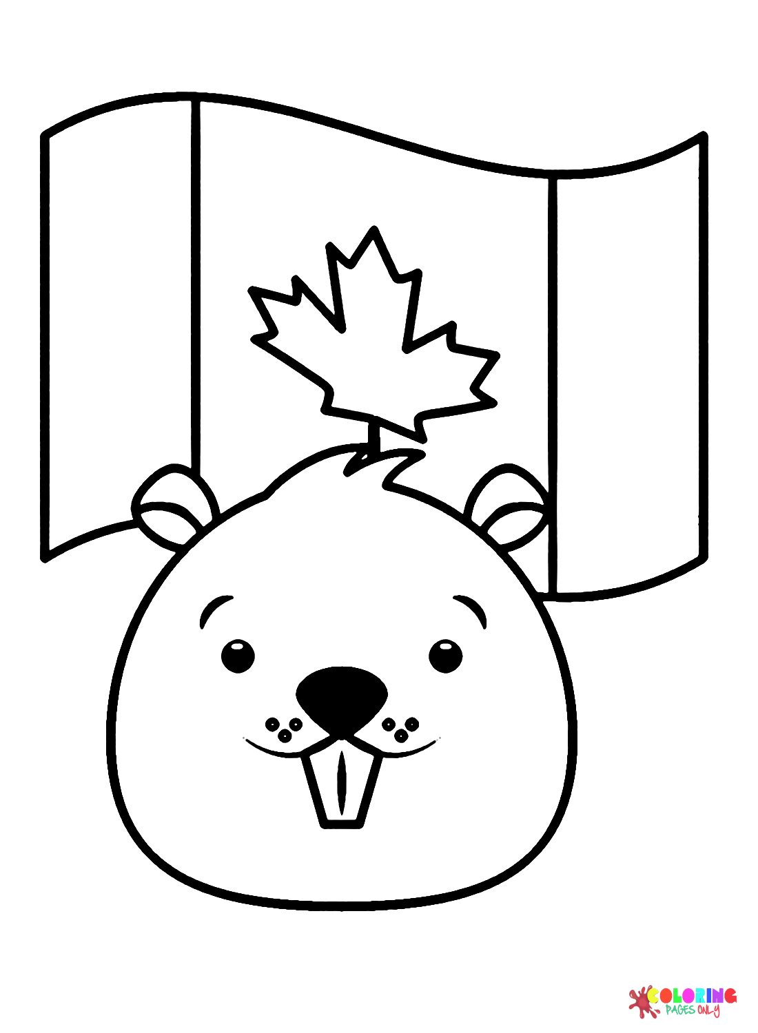 Cute Beaver with Canadian Flag from Canada Day
