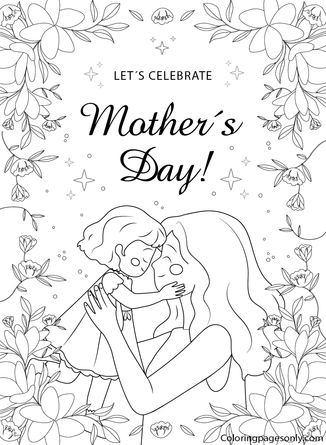 Cute Mother And Daughter Coloring Pages