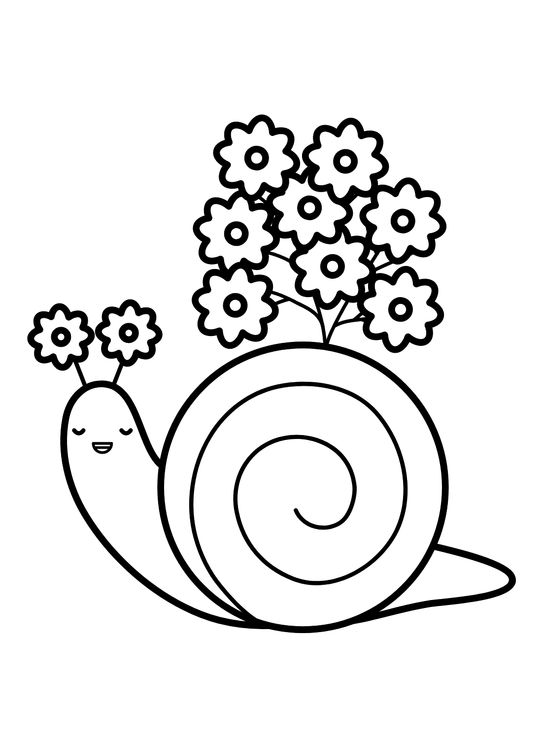 Escargot mignon avec des fleurs d'escargot