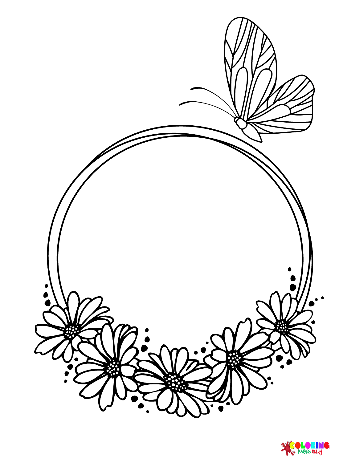 Daisy Flower Wreath Coloring Page