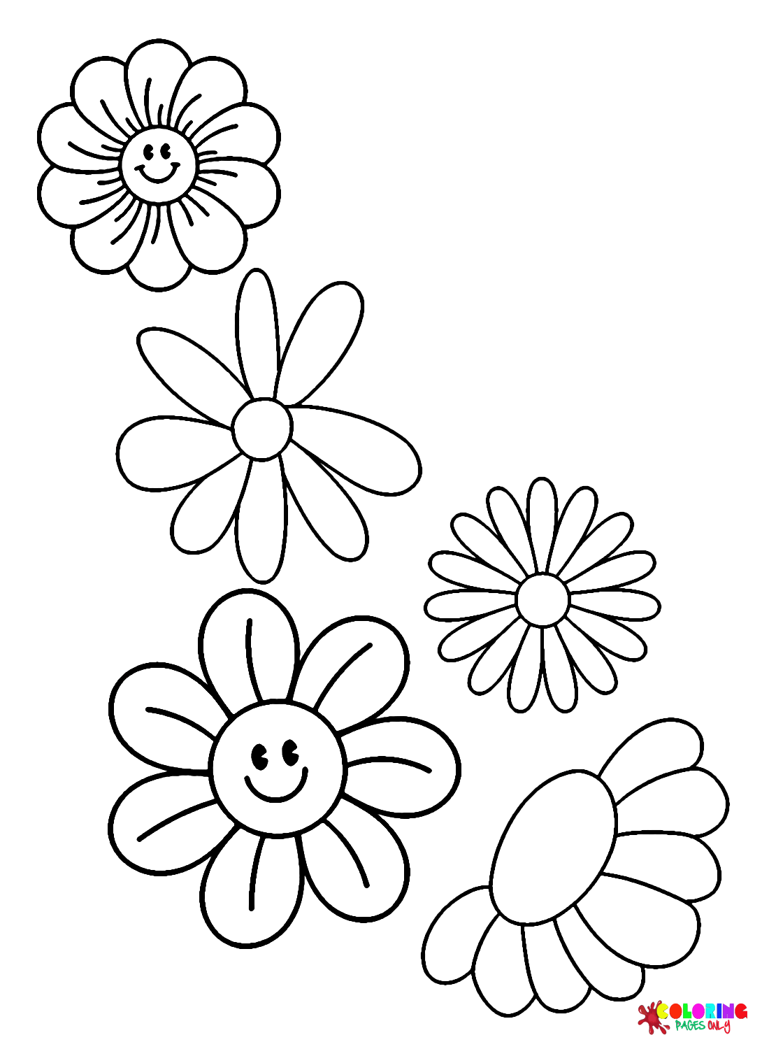 Daisy Flowers Simple Coloring Page - Free Printable Coloring Pages