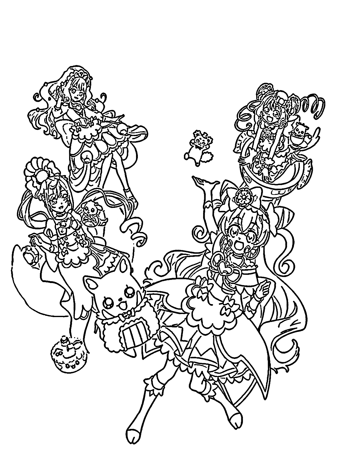 Delicious Party Pretty Cure Free Coloring Page