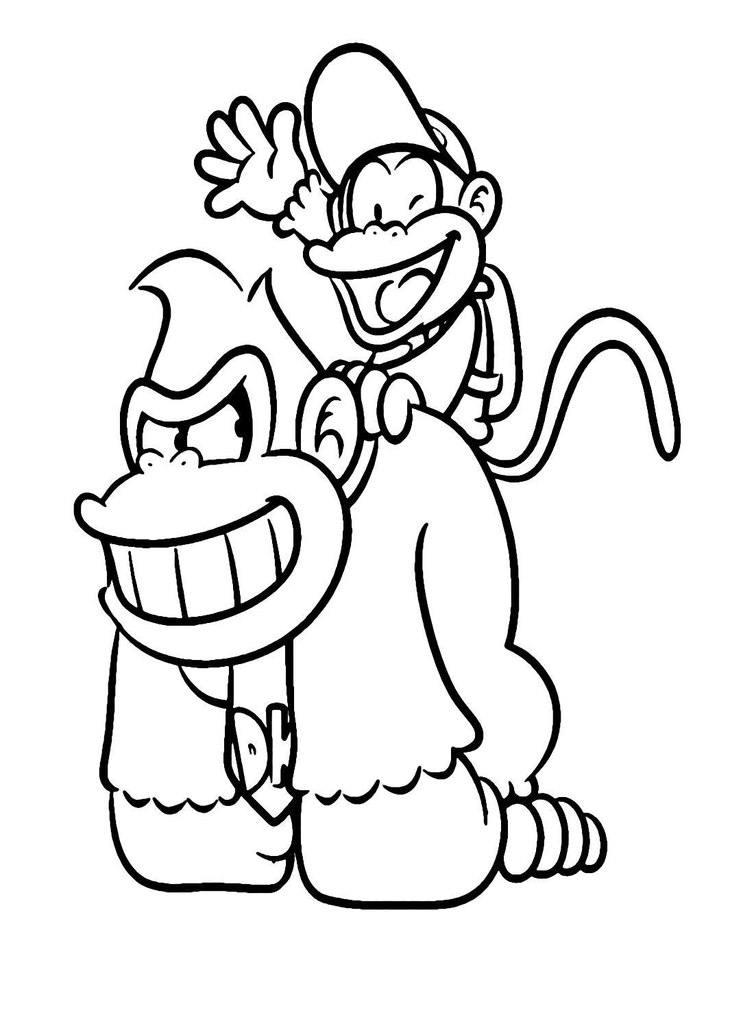 Donkey Kong And Diddy Kong Coloring Page