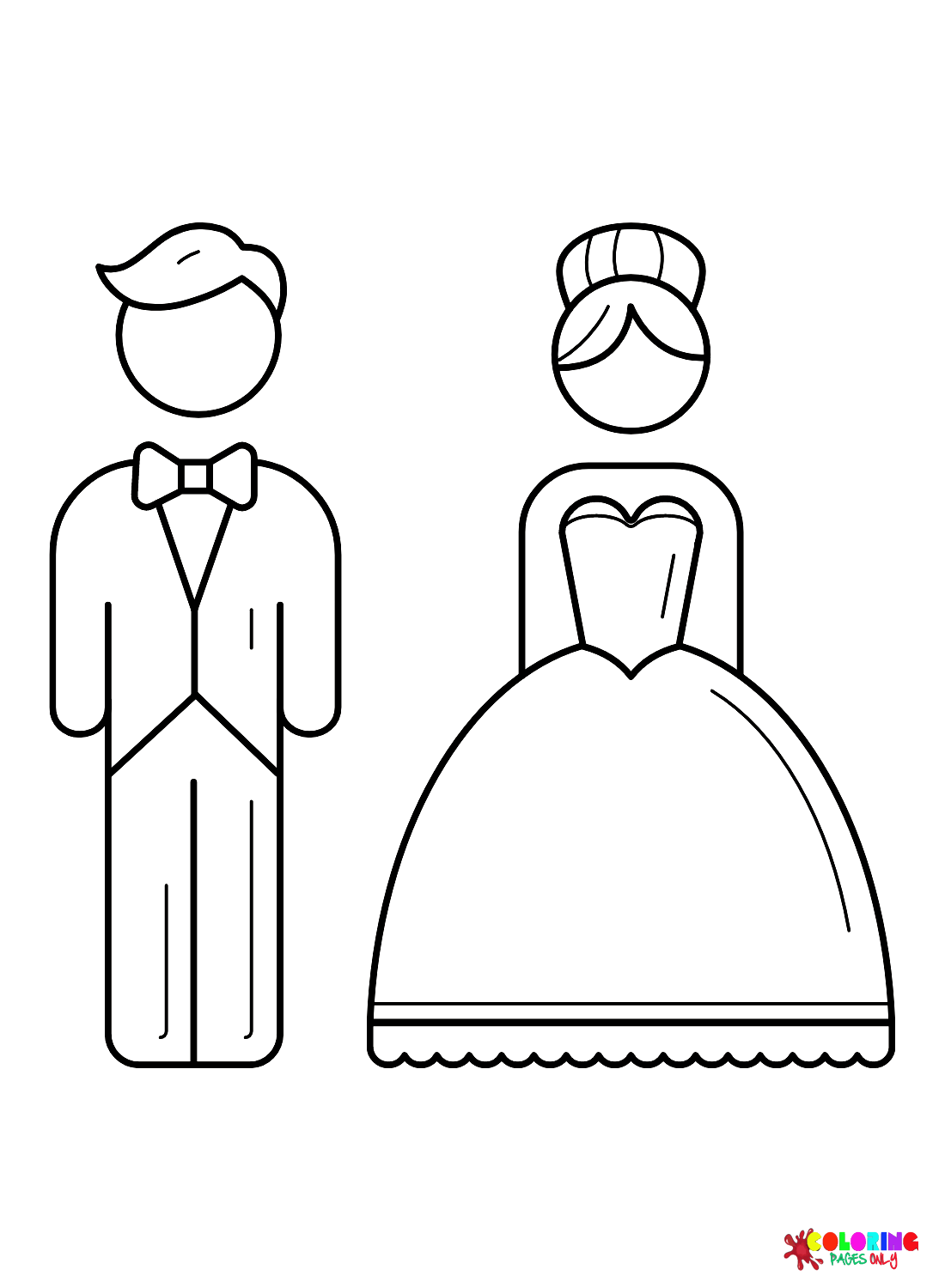 Draw Easy Bride and Groom Coloring Page