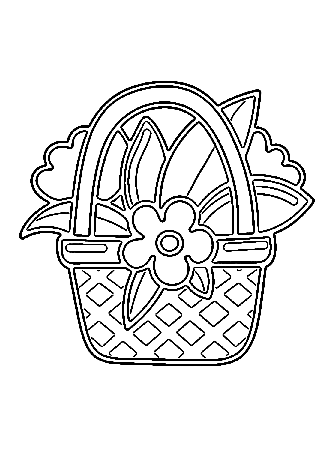 Draw Easy Flower Basket Coloring Page